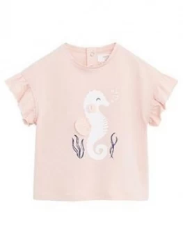 Mango Baby Girls Seahorse Print Frill Sleeve T-Shirt
