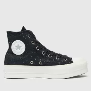 Converse Black & Silver All Star Lift Millenium Glam Trainers