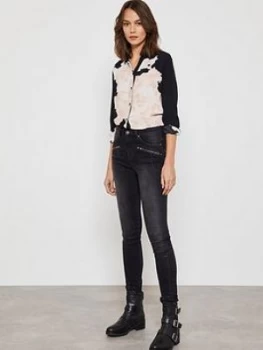 Mint Velvet Biker Jeans - Washed Black, Size 8, Women