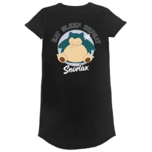 Pokemon Womens/Ladies Sleeping Snorlax T-Shirt Dress (M) (Black)