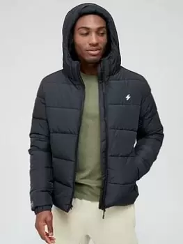 Superdry Code Hooded Padded Jacket - Black, Size XL, Men
