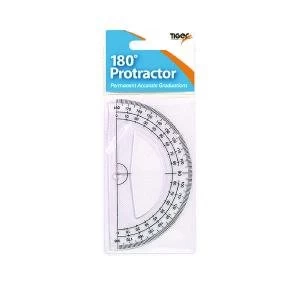 Tiger 180 Degree Clear Plastic Protractor Pack of 12 300957