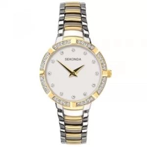Sekonda Two-Tone White Dial Crystal Bracelet Watch 40070