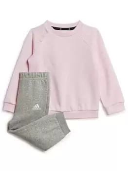 adidas Favourites Toddler Girls Big Logo Crew & Jogger Set - Light Pink, Size 9-12 Months, Women