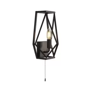 Chassis 1 Light Black Cage Wall Lamp