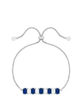 Jon Richard Rhodium Plated Cubic Zirconia Blue And Crystal Toggle Bracelet, Silver, Women