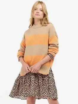 Barbour Ezili Knitted Stripe Jumper - Orange, Size 10, Women