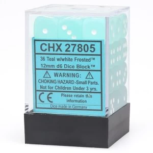 Chessex 12mm d6 Dice Block: Frosted Teal/white