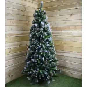 Transcon - Snowtime 7ft (2.1m) Frosted Glacier Pine Christmas Tree Snow Tipped & Pine Cones