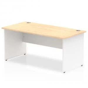 Trexus Desk Rectangle Panel End 1600x800mm Maple Top White Panels Ref