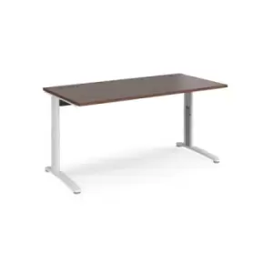 Office Desk Wheelchair Friendly Rectangular Desk 1600mm Walnut Tops With White Frames TR10