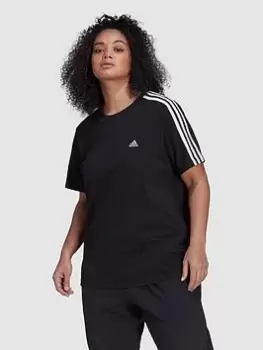 Adidas 3 Stripes Tee - Plus Size, Black/White, Size 4X, Women