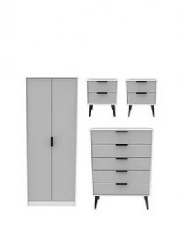 Swift Copenhagen 4 Piece Ready Assembled Package - 2 Door Wardrobe, 5 Drawer Chest And 2 Bedside Chests