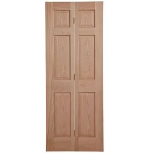 6 Panel Oak Veneer Unglazed Internal Bi Fold Door H1981mm W762mm