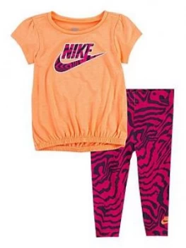 Nike Younger Girls 2 Piece Tunic Top and Leggings Set - Purple, Purple, Size 24 Months
