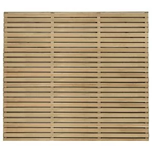 Forest Garden Double Slatted Fence Panel 6 x 5ft 3 Pack