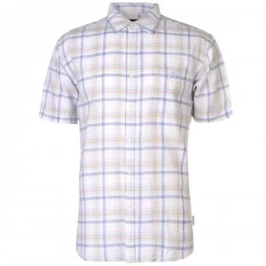 Pierre Cardin Check Linen Shirt Mens - Stone/Sky/Navy