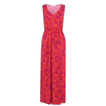 Oui Floral Short Sleeve Dress - Red Violet 0354