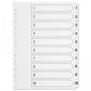 Q-Connect A4 Multi-Punched 1-10 Polypropylene White