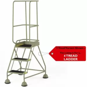 4 Tread Mobile Warehouse Steps & Guardrail beige 2m Portable Safety Stairs