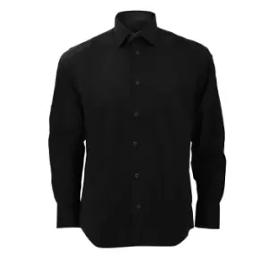 Russell Collection Mens Long Sleeve Easy Care Fitted Shirt (14.5) (Black)