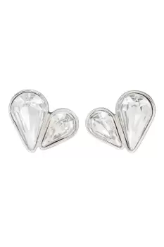 Recycled Sterling Silver & CZ Heart Stud Earrings