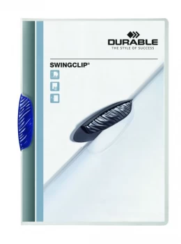 Durable SWINGCLIP A4 Clip Folder Capacity 30 Sheets Blue Pack of 25 Folders