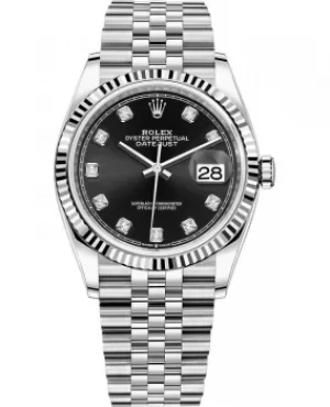 Rolex Datejust 36 Stainless Steel Black Diamond Dial Unisex Watch M126234-0027 M126234-0027