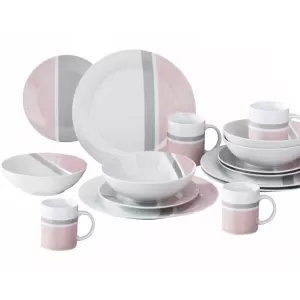 16 Piece Blush Pink/Dove Grey Dinner Set