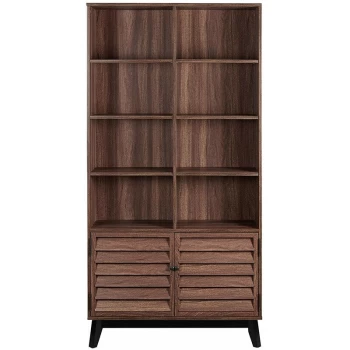 Alphason - Vaughn Walnut Mid Century Modern Bookcase Display Cabinet