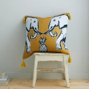 Pineapple Elephant Tembo Tassel Cushion Ochre