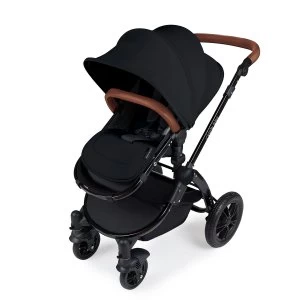 Ickle Bubba Stomp V3 i-Size Travel System with Isofix Base - Black on Black with Tan Handles
