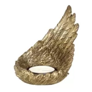 Gold Raised Single Angel Wing Candle Holder