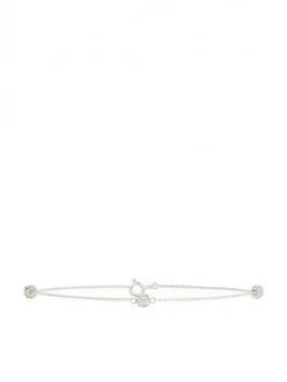 Accessorize Triple Pave Ball Anklet - Sterling Silver