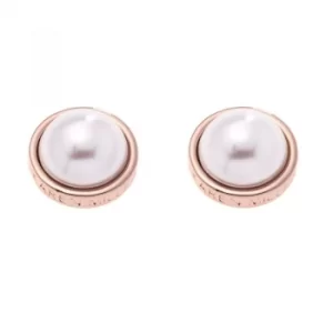 Karen Millen Logo Pearl Stud Earrings