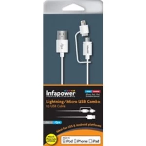 INFAPOWER Lightning and Micro USB Combo to USB Cable