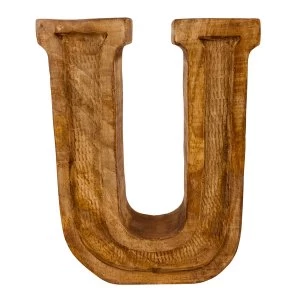 Letter U Hand Carved Wooden Embossed