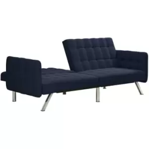 Dorelhome - Emily Convertible Click Clack Split Back Sofa Bed Tufted Navy Blue Linen