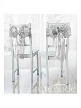 Waterside Pack Of 6 Metallic Organza Chair Bows ; Silver