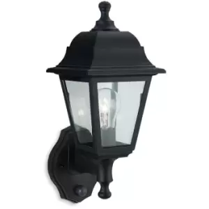 Firstlightlighting - Firstlight Oslo - 1 Light Outdoor Wall Lantern - Uplight With Pir Black Resin IP44, E27