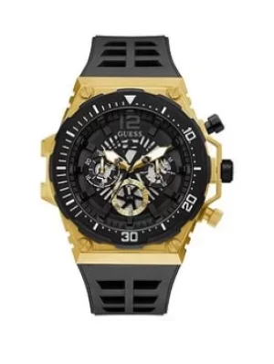 Guess Exposure Silicone Mens Watch, Black, Men