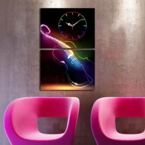 2P3040CS-149 Multicolor Decorative Canvas Wall Clock (2 Pieces)