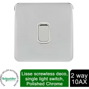 Lisse 2 Way Light Switch 10AX GGBL1012WPC Polished Chrome - Schneider Electric