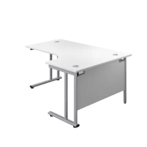 1800 X 1200 Twin Upright Right Hand Radial Desk White-Silver
