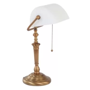 Ancilla Bankers Table Lamp Bronze Brushed, White Matt