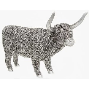 Silver Highland Coo Standing Large Ornament