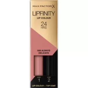 Max Factor Lipfinity Lip Colour Long-Lasting Lipstick With Balm Shade 006 Always Delicate