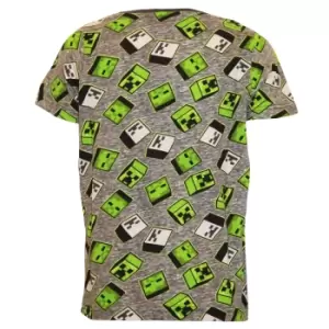 Minecraft Boys Zombie Creeper All-Over Print T-Shirt (7-8 Years) (Green)