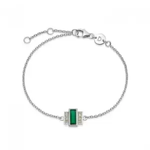 Beloved Green Onyx Baguette Sterling Silver Bracelet JBR02_SLV