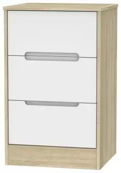 Toulouse 3 Drawer Bedside Table - White & Oak Effect